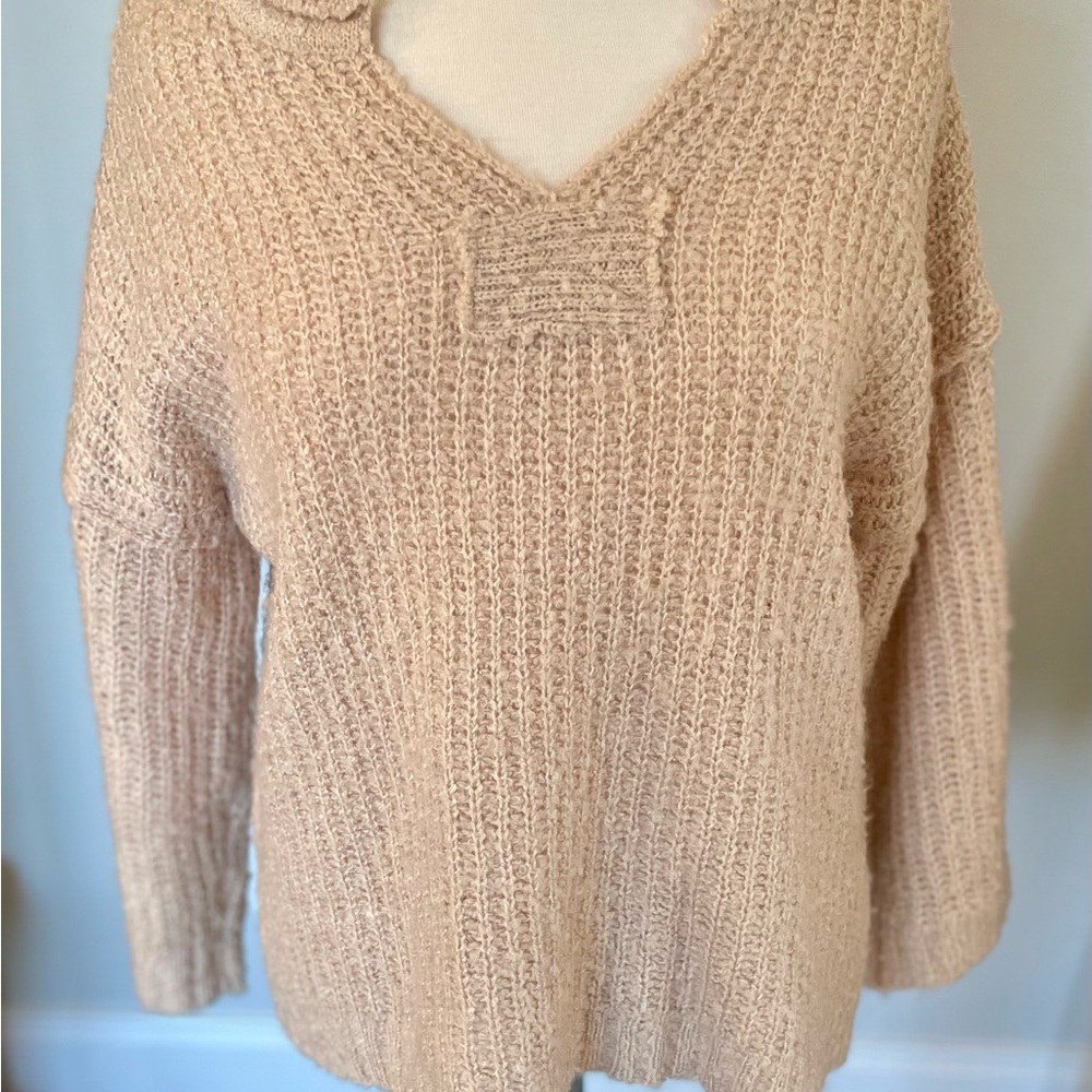 Very J Tan V-Neck Sweater